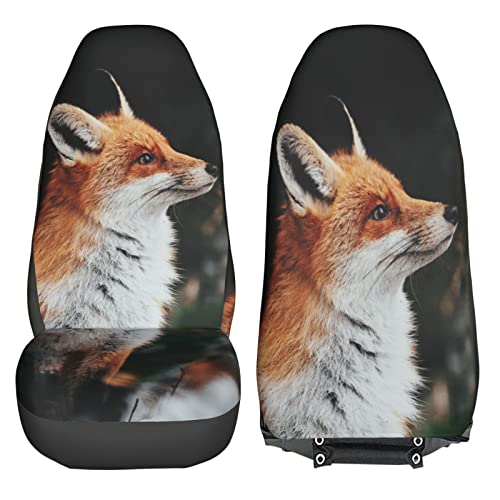 Dujiea Red Fox Car Front Seat Covers 2 Pcs Universal Auto Seat Covers Front Seats Only, Vehicle Bucket Seat Protectors Fit for Most Car SUV Sedan and Truck - color: Red Fox