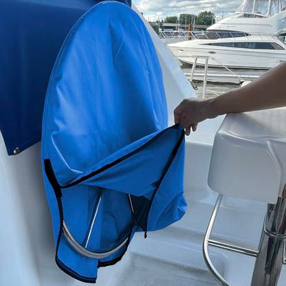 SavvyCraft Waterproof Boat Steering Wheel Covers, Heavy Duty Solution-Dyed 600D Fade-Resistant UV Protection Sailboat Yacht Marine Steering Wheel Protector Case, Vecro and Zipper Closure Blue 26" - color: Blue, size: 26" Wheel Diameter