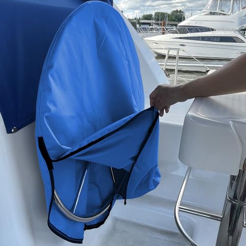 SavvyCraft Waterproof Boat Steering Wheel Covers, Heavy Duty Solution-Dyed 600D Fade-Resistant UV Protection Sailboat Yacht Marine Steering Wheel Protector Case, Vecro and Zipper Closure Blue 48" - color: Blue, size: 48" Wheel Diameter