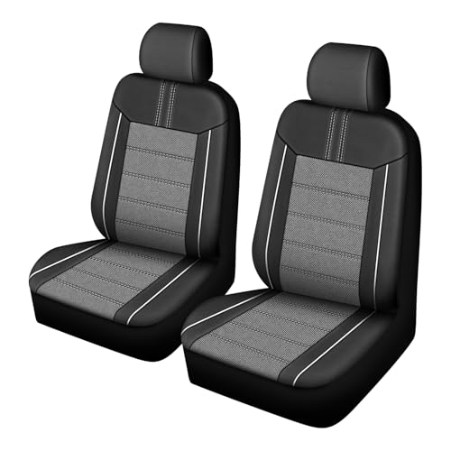 Leather Car Seat Covers, Air Cool Mesh Design, Airbag Compatible Car Seat Covers Front Seats, Enhanced Comfort for Most Cars, SUVs, Vans - Grey