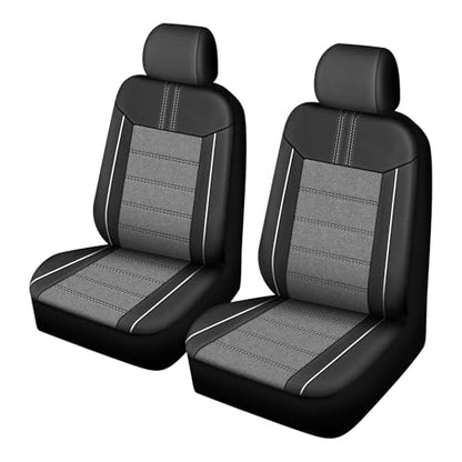 Leather Car Seat Covers, Air Cool Mesh Design, Airbag Compatible Car Seat Covers Front Seats, Enhanced Comfort for Most Cars, SUVs, Vans - Grey