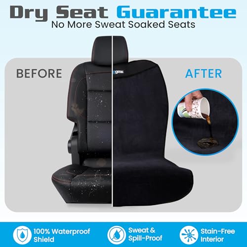 Happeseat Waterproof Car Seat Cover & Protector – Universal Fit Car Seat Towel Cover – Non-Slip Backing, Easy Install & Storage, Machine Washable, Fits Front & Back, Black