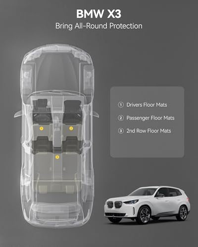 3W Floor Mats for BMW X3 G45 2025 2026, Accessories Custom Fit TPE All Weather Front & Rear Rows Waterproof Car Mats Liner for BMW X3 30/M50 xDrive - style: 2) X3 2025-2026 | Floor Mats
