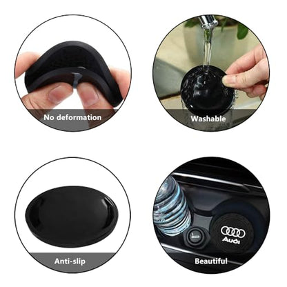 Car Cup Holder Coaster for Audi A3 RS3 A4 A5 A6 A7 RS7 A8 Q3 Q5 Q7 R8 Cupholder Coaster Interior Accessories 2.75in 2Pieces Black - color: Black-06