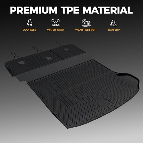 Cargo Mat for 2022-2025 2026 Jeep Grand Cherokee Accessories, Full Coverage All Weather Trunk Cargo Liner with Backrest Protectors (Include 4xe Not for L or WK)