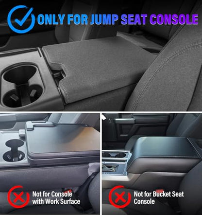 Thickened Center Console Armrest Cover with Hidden Pockets for 2015-2025 F150 Accessories, 2017-2025 F250 F350 F450, PU Leather Middle Console Protective Cover (Jump Seat Console Only) - color: Jump Seat (Hidden Pocket)