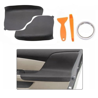 FZJDSD 2pcs Black Auto Door Panel Armrest Cover Replacement Compatible with Honda Odyssey 2011 2012 2013 2014 2015 2016 2017 Microfiber Leather Car Door Armrest Replacement Anti-Scratch - color: Black