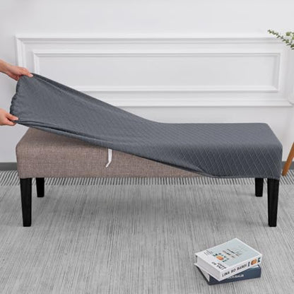 SPRINGRICO Stretch Dining Bench Cover, Removable Bench Slipcover Washable Bench Seat Protector Rectangle Bench Cover for Dining Room, Living Room, Bedroom, Kitchen (S2-Dark Gray) - color: S2-dark Gray