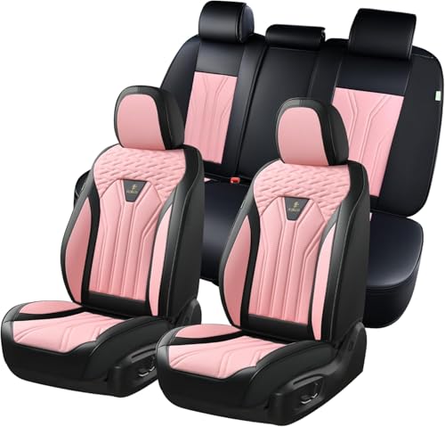 Leather Seat Covers Pink Car Seat Covers Full Set Car Seat Protectors 5 Seats Driver Seat Covers Fit for Most Cars Trucks SUV