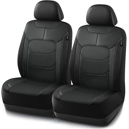Road Comforts Seat Covers, Premium Leather Car Seat Covers Front Seats,Airbag Compatible, Automotive Seat Covers Universal Fit Most Cars,Vans,Truck,SUV Black