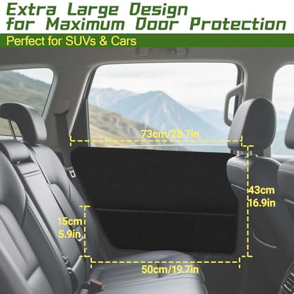 AZY Dog Car Door Protector – Extra Large Oxford Fabric Car Door Mat, Scratch & Dirt Resistant, Waterproof Pet Car Barrier for SUVs & Cars, Easy Install with Storage Pockets, Car Protector for Dogs