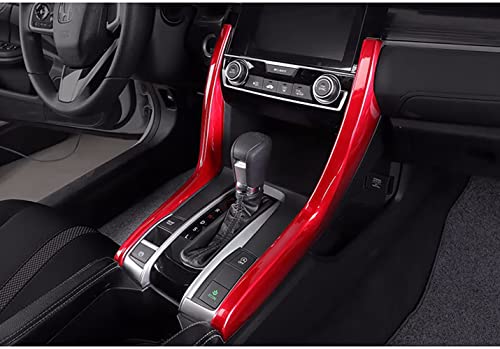 Car Accessories Fit for Honda Civic 10th Gen 2016 2017 2018 2019 2020 2021 Interior Side Gear Shift Panel Strips Cover Trim Decals (Red) ABS 2 PCS - color: Red
