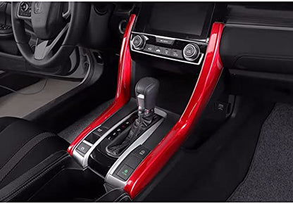 Car Accessories Fit for Honda Civic 10th Gen 2016 2017 2018 2019 2020 2021 Interior Side Gear Shift Panel Strips Cover Trim Decals (Red) ABS 2 PCS - color: Red