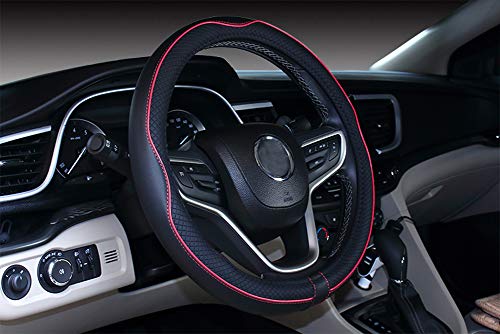 Mayco Bell Small Size Steering Wheel Cover Anti-Slip,Safety,Soft,Breathable,Durable,Full Surround,Comfortable Grip Microfiber Leather (14-14.25 inch,Black Red) - color: Black Red, size: 14''-14.25''