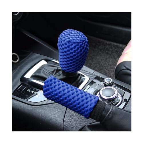 AUCELI 2 Pack Car Gear Shift Knob Cover & Handbrake Cover, Automotive Anti-Slip Breathable Comfortable Handbrake Gear Shift Protector, Vehicle Interior Accessories - color: Blue