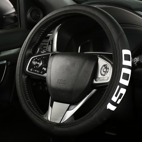 Microfiber Leather Truck Steering Wheel Cover fit Dodge Ram 1500 Chevy Silverado GMC Sierra 1500 Steering Wheel Cover 15-16.5Inch -White - color: 1500-white