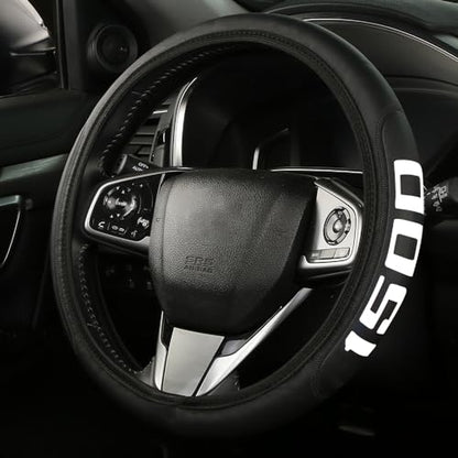 Microfiber Leather Truck Steering Wheel Cover fit Dodge Ram 1500 Chevy Silverado GMC Sierra 1500 Steering Wheel Cover 15-16.5Inch -White - color: 1500-white