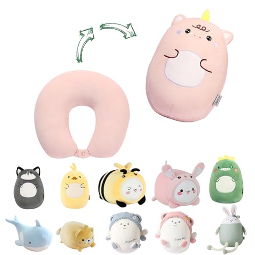 Kids Travel Pillow - 2-in-1 Deformable Kids Neck Pillow for Traveling, Soft U-Shaped Pillow with Adorable Animal Design, Comfy Sleep and Play, Ideal for Airplanes and Cars - Pink Unicorn - size: Pink Unicorn