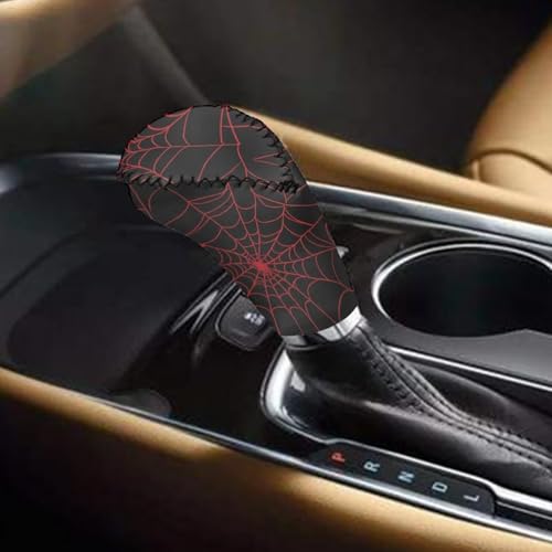 KEIAHUAN Black Red Spider Web Car Handbrake & Gear Shift Cover Set Anti-Slip Car Gear Shift Handle, Handbrake Cover Universal for Most Cars, Sedan, Truck, SUV - color: Black Red Spider Web