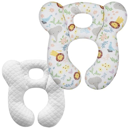Baby Travel Pillow, Upgrade U-Shape Infant Pillow for Car Seat Pushchair and Stroller, Soft Comfortable Rest Cushion for Kids Newborn and Toddler -Lion White