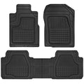 Motor Trend 3-Piece FlexGrid Rubber Floor Mats Pre-Trimmed for Honda CR-V Toyota RAV4 Ford Escape, Trim-to-Fit Heavy Duty Weatherproof Waterproof Square Grid Deep Dish Ridges Protection Front Rear