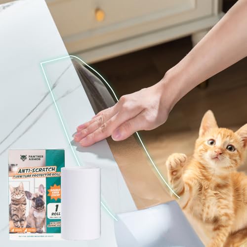 1 Roll Cat Scratch Furniture Protector Tape – Double-Sided Sticky Training (4" x 20ft) – Anti-Scratch Sofa & Couch Guard – Clear, Easy to Apply & Remove – Not for Leather, Velvet, Microfiber - size: Roll 1 Pack (4" x 20ft)
