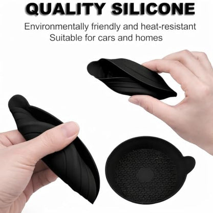 Car Cup Holder Coasters 4 Pack, Universal Silicone Cup Holder Insert, Non-Slip Cup Holder Liners, Waterproof Anti-Dust Cup Holder Accessories for Car Interior, Easy Clean (Black) - color: black