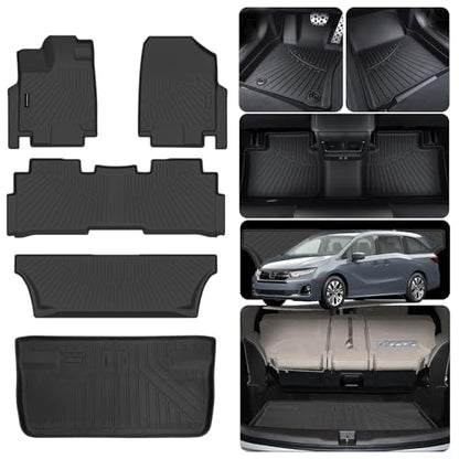 Floor Mats & Trunk Mats for Honda Odyssey 2018-2023 2024 2025, TPE All Weather Protection Car Floor Liners with Cargo Liners with Cargo Liners Accessories - size: 2018-25|For Odyssey|Full Set