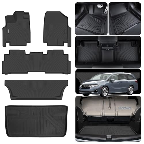 Floor Mats & Trunk Mats for Honda Odyssey 2018-2023 2024 2025, TPE All Weather Protection Car Floor Liners with Cargo Liners with Cargo Liners Accessories - size: 2018-25|For Odyssey|Full Set