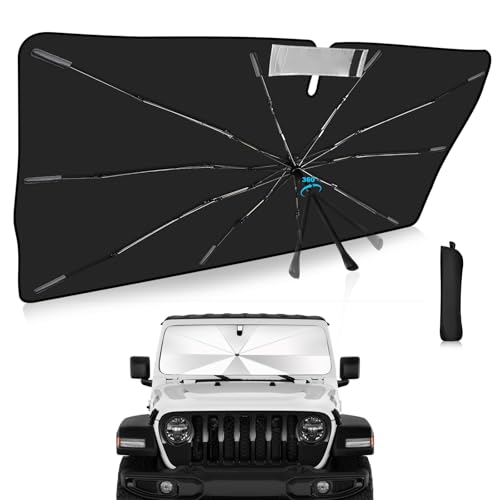 Windshield Sun Shade Umbrella Custom Fit for Jeep Wrangler JL 2018-2025 2026 Foldable UV Protection Car Cover, Emergency Rain Shield & Dashboard Protector - Durable Auto Accessory - size: For Jeep Wrangler JL 2018+