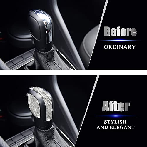 TOMALL Bling Gear Shift Knob Cover Compatible With VW Jetta Beetle Atlas Tiguan - Bling Panel Trim Shiny Accessory Interior Lever Cover With Crystal Rhinestones Decorations for Car