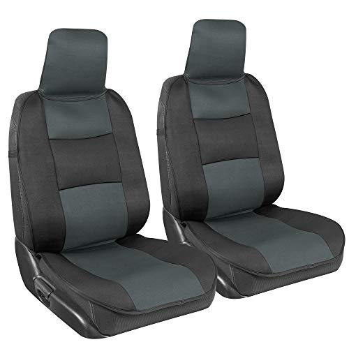 BDK EasyFit Car Seat Covers for Front Seats, Gray – Front Seat Cover Set with Integrated Headrest Cover, Quick Slip-On Installation and Two-Tone Accent, Fits Most Car Truck Van SUV - color: Charcoal