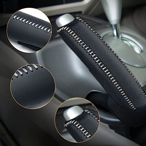 Compatible with Genuine Leather Hand-Stitched Handbrake Cover Interior Accessories Protective Decoration for Honda Civic 2006 2007 2008 2009 2010 2011 White Line - color: White Line