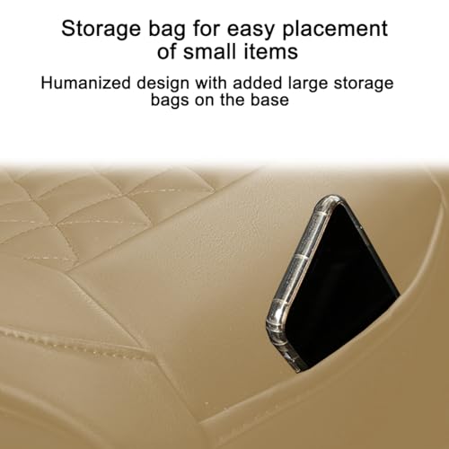2PCS Leather Car Seat Cover, Vehicle Front Bottom Seat Protector Pad, Full Surrounded Waterproof Auto Seat Protective Cushion with Storage Pocket, Universal for SUV, Truck, Sedan（Beige） - color: Front/Beige
