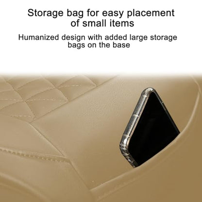 2PCS Leather Car Seat Cover, Vehicle Front Bottom Seat Protector Pad, Full Surrounded Waterproof Auto Seat Protective Cushion with Storage Pocket, Universal for SUV, Truck, Sedan（Beige） - color: Front/Beige