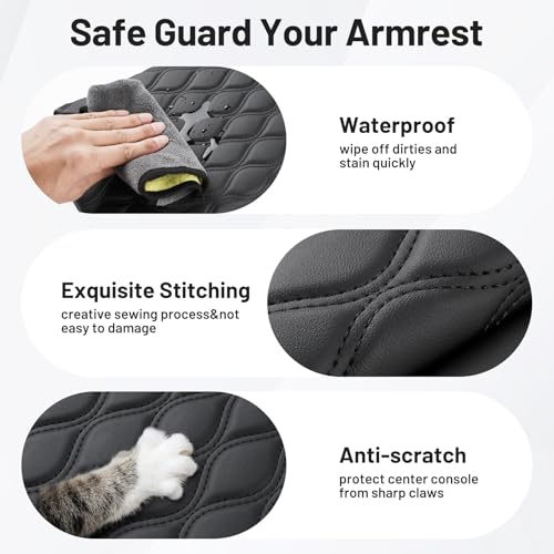 Autorder Center Console Cover for 2019-2025 2026 Dodge Ram 1500/2500/3500 Accessories Armrest Cushion Cover Nappa Leather Middle Console Covers Console Cushion Pad Anti-Scratch(Bucket Seat Only) - size: 19-25 Dodge Ram
