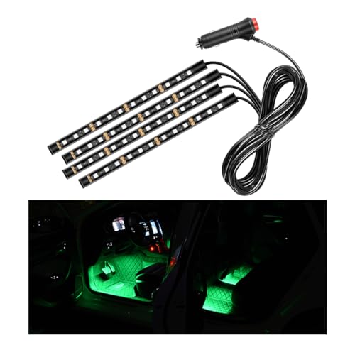 Car LED Strip Light, 48 LEDs RGB Neon Interior Atmosphere Lights, 12V Under Dash Ambient Night Light, Cigarette Lighter Auto Interior Decorative Lamp, Car Accessories (Green) - color: Green, size: 48 LED, Cigarette Adapter