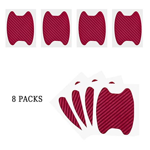 Blilo 8PCS Car Door Handle Sticker, Carbon Fiber Anti-Scratches, Universal Fit, Wine Red - color: Wine Red/8PCS