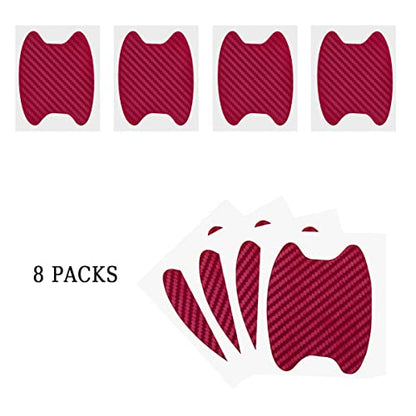 Blilo 8PCS Car Door Handle Sticker, Carbon Fiber Anti-Scratches, Universal Fit, Wine Red - color: Wine Red/8PCS