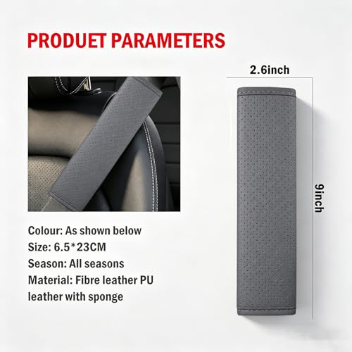 Gray Breathable PU Leather Seat Belt Covers - 2Pcs, Perforated Seat Belt Pads, Universal Fit for Car Truck SUV - color: ck-grey