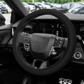 Elastic Stretch Steering Wheel Cover, Steering Wheel Protector, 15 Inch Anti-Slip Breathable Microfiber Ice Silk Protection, Easy Carry, Warm in Winter & Cool in Summer for Cars (Black) - color: Black