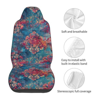 Stain Resistant Car Seat Cover Boho Aztec Bucket Seat Covers Non-Slip Seat Protector Cloth Seats, Van, Truck, SUV, Sedan Modern Blue Seat Protector - color: Boho Aztec