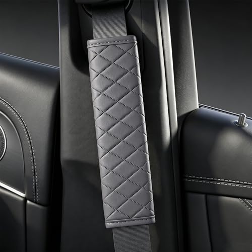Gray PU Leather Seat Belt Covers - 2Pcs, Diamond Stitched Seat Belt Pads, Universal Fit for Car Truck SUV - color: gw-grey