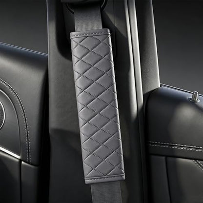 Gray PU Leather Seat Belt Covers - 2Pcs, Diamond Stitched Seat Belt Pads, Universal Fit for Car Truck SUV - color: gw-grey