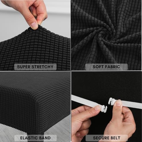 SPRINGRICO Stretch Dining Bench Cover, Removable Bench Slipcover Washable Bench Seat Protector Rectangle Bench Cover for Dining Room, Living Room, Bedroom, Kitchen (S1-Black) - color: S1-black