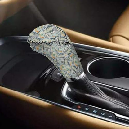 AFPANQZ Dollar Print Hand Brake Cover Sweat Absorbing with Breathable Car Gear Shift Sleeve Machine Washable 2 Pieces Set Vehicles Shift Knob Protection Cover - color: Dollar