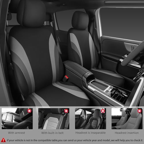 CAR PASS EVA Waterproof Car Seat Covers Full Set,Black Gray Seat Covers for Cars,Airbag Compatible,Universal Fit Sedans,Vans,SUVs,Trucks (Black and Gray) - color: black gray full set eva waterproof, size: full set