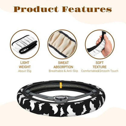 Steering Wheel Cover Accessories Neoprene Cover, Breathable Non-Slip Easy to Install Suitable for Women Men, 14.5-15.5 Inch for Car SUV Van Truck Universal - Bat - color: Bat