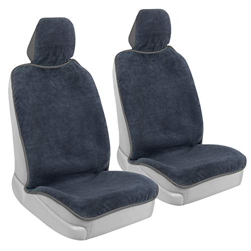 BDK UltraFit Waterpoof Car Seat Towel Cover, 2 Pack with Gray Trim – Washable Sweat Seat Protector, Ideal for Gym Swimming Surfing Running Crossfit, Fits Most Auto Truck Van SUV - color: Gray Trim, size: 2 Piece Front Seat Cover