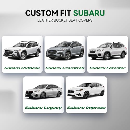 GIANT PANDA 2PCS Front Car Seat Cover for Subaru Outback Forester Crosstrek Legacy Impreza, Faux Leather Bucket Seat Covers (Black) - color: Solid Black-Luxury Edition